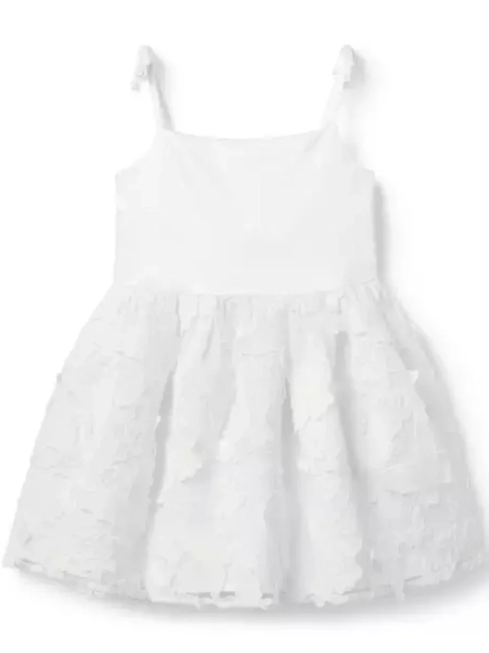 Janie and Jack White Floral-Textured Spaghetti-Strap Dress